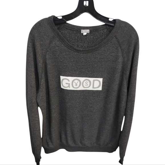 YOKISHOP Women's Good Logo Crew Fleece Sweatshirt size L Streetwear Quiet Luxury - Picture 2 of 6